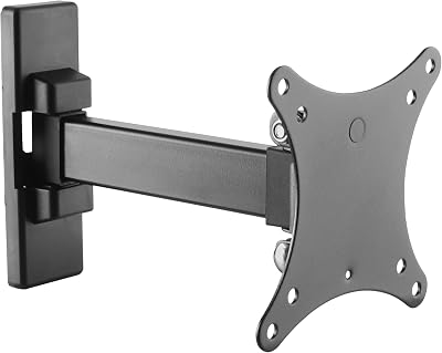 S7411 Support Mural Écran PC TV 13 17 19 22 24 27 28 32 34 Pouces VESA 75x75 100x100 Orientable Inclinable Rotatif Universel Fixation Murale TV QLED OLED LED LCD Écran incurvé