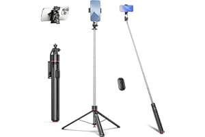 KINGJOY 67" Automatic Camera Tripod & Phone Selfie Stick, Lightweight Portable Travel Tripod Stand with Wireless Remote, Auto Pop Open Tripod,Compatible with Phone/iPhone/Camera for Photo & Vlog