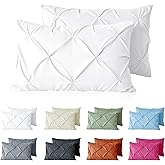 VACVELT 2pc White Pintuck Pillow Shams Standard, Envelope Closure | 1800 Thread Count Microfiber Pillow Cases, Wrinkle And Stain Resistant, Fade Resistant, Breathable And Soft, Machine Washable