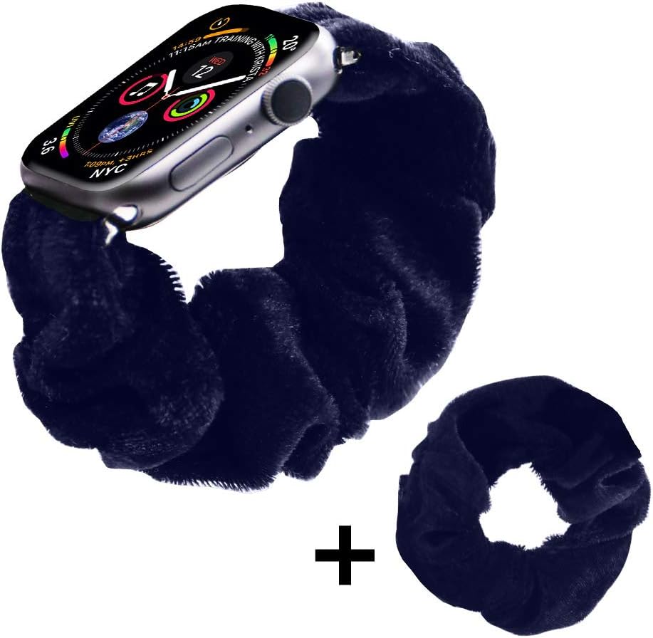 UooMoo Band Scrunchies Compatible with Apple Watch 1/2/3/4/5 38mm/40mm/42mm/44mm,Velvet Elastics Hair Wristbands Replacement for iWatch 1 2 3 4 5[Headband Scrunchy Included]