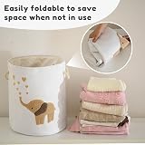 INough Baby Laundry Basket Canvas 58L Collapsible Drawstring Elephant view 6