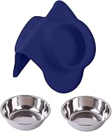 Hubulk 2 Stainless Steel Pet Bowls No Spill Non-Skid Mat Medium Navy view 7