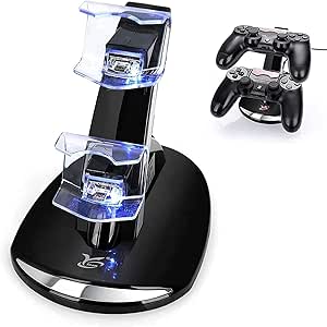PS4 Controller Charger, Y Team Dual USB PS4 Charging Dock Station with Protection Chip LED Indicator, 2 Hrs Fast Safe Charging PS4 Charger for Playstation 4/PS4 Pro/PS4 Slim