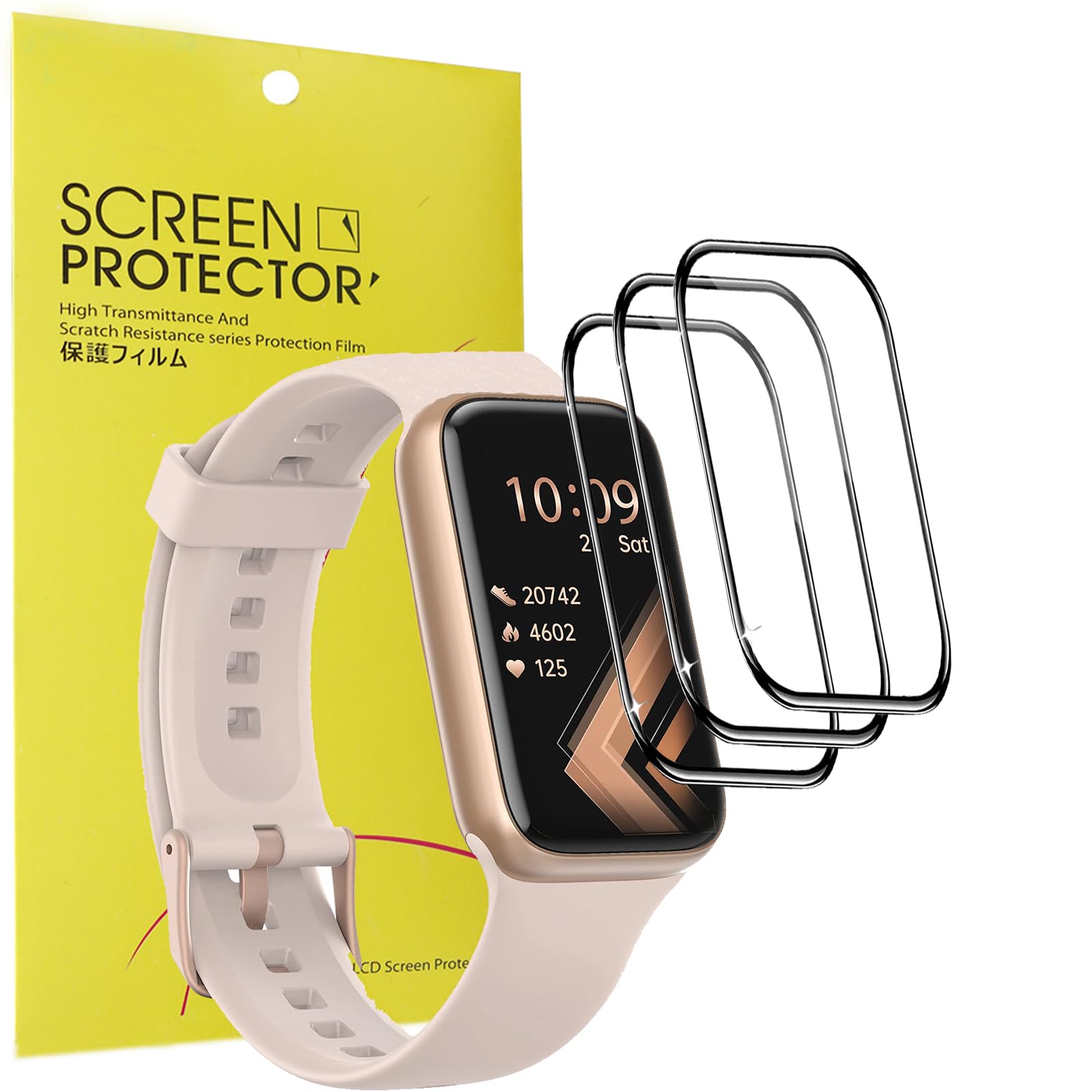 for Muzaria Fitness Tracker, 1.47" Touch Screen Protector, [3 Pack] 3D Full Coverage PET Soft Screen Protector Film Compatible with Muzaria FT816HR Smart Watch 1.47"/Lilety FT816 Smart Watch (3 pack)