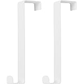 OUYIALY Over The Door Hooks 2 Pack, Fits Doors Within 1.7" Thick & Cabinets - Heavy Duty 20lb Capacity,No Drill Hanger Organizer for Towel, Coat, Robe, Bag.(White)