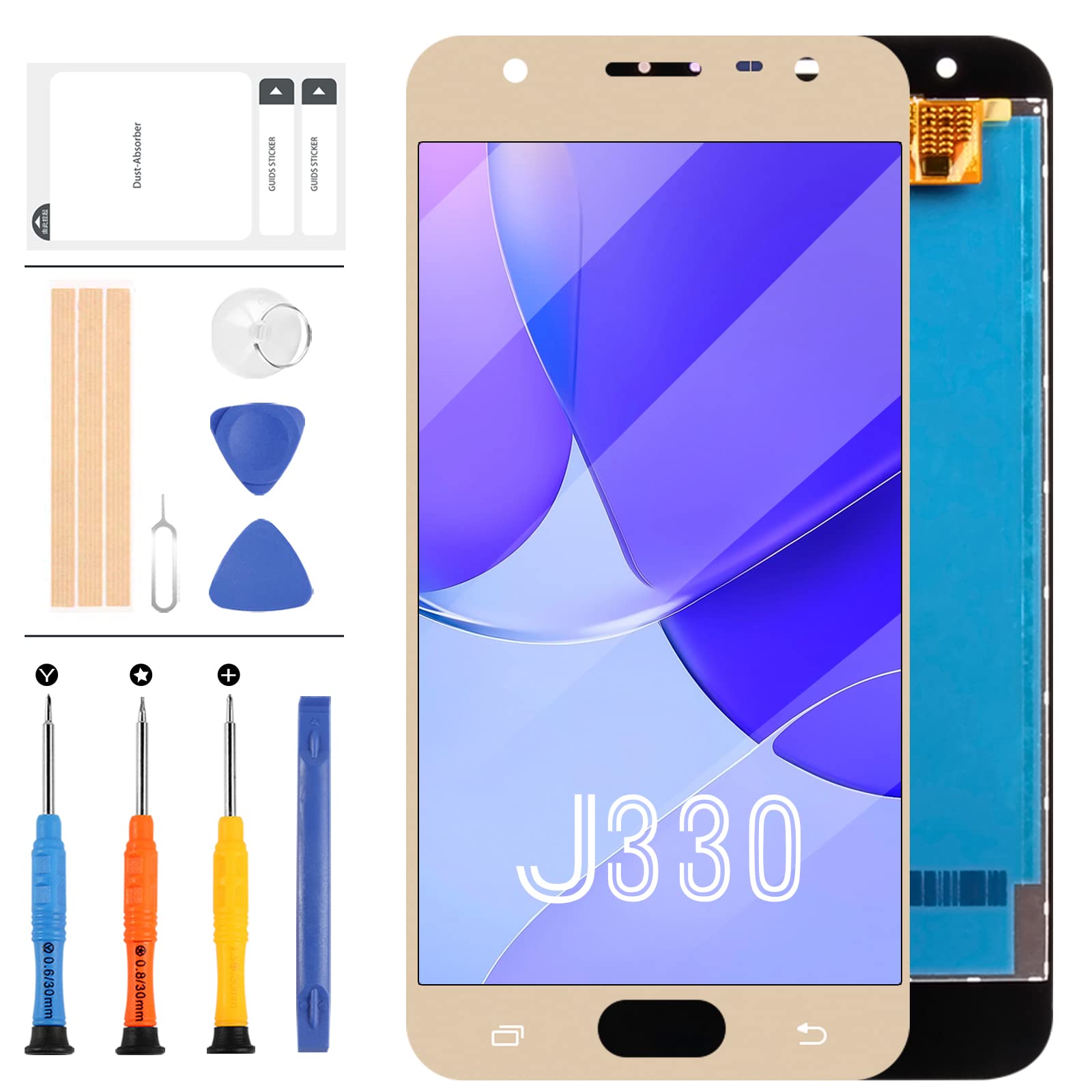 5.0" For Samsung J330FN Screen Replacement For Galaxy J3 PRO LCD J3 PRO 2017 Screen J330 DUOS J330G J330L J330DS J3300 J330F Display Touch Glass Assembly Digitizer Repair Kits (Gold)