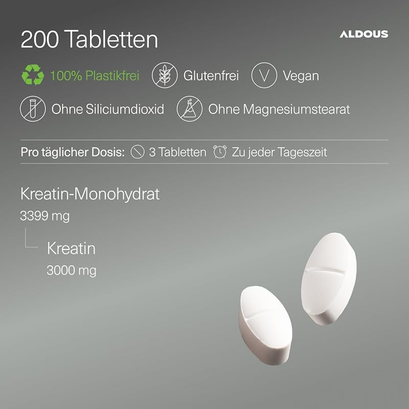 Creatin Monohydrat 3000mg Optimal Hochdosiert pro Tagesdosis