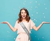 Leixi Queen Sash & Rhinestone Tiara Kit Silver Birthday Party Set view 3