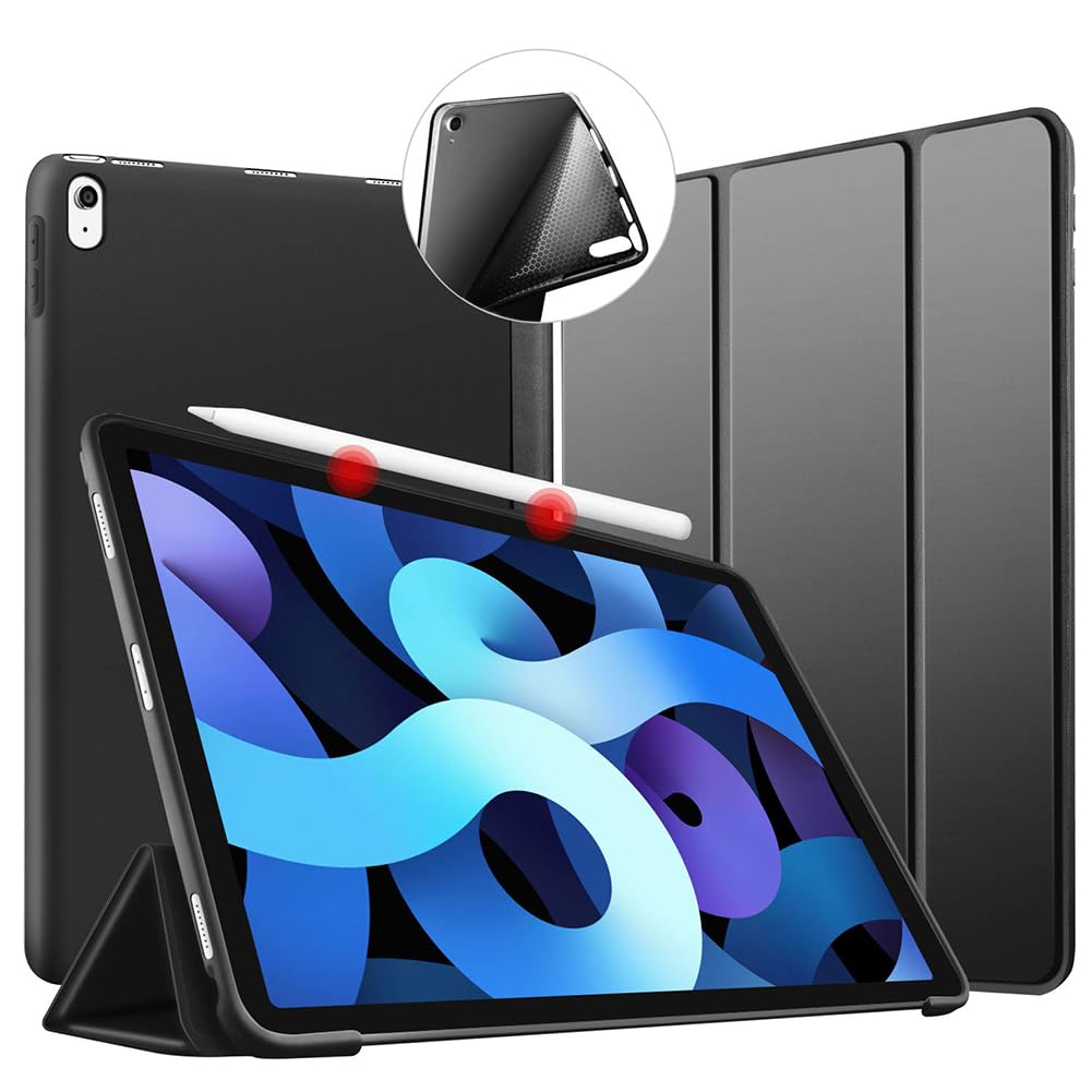 VAGHVEO Case for iPad Air 11 Inch M3 (2025) / M2 (2024), 10.9" iPad Air 5th / 4th Generation (2022/2020) Slim PU Leather Protective Case with Soft TPU Back Cover Shell, Auto Wake/Sleep, Black