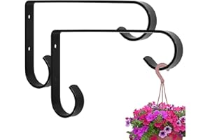 Harrier Hardware Metal Plant Hangers Outdoor - Wall Mounted Hanging Plant Bracket, 6 Inches, Set of 2, Ideal for Small Plants, Bird Feeders, Wind Chimes (Black)