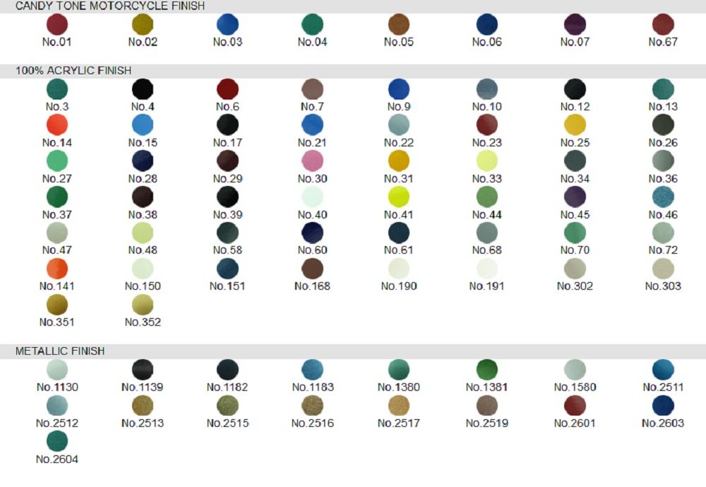 Bosny Spray Paint Color Chart