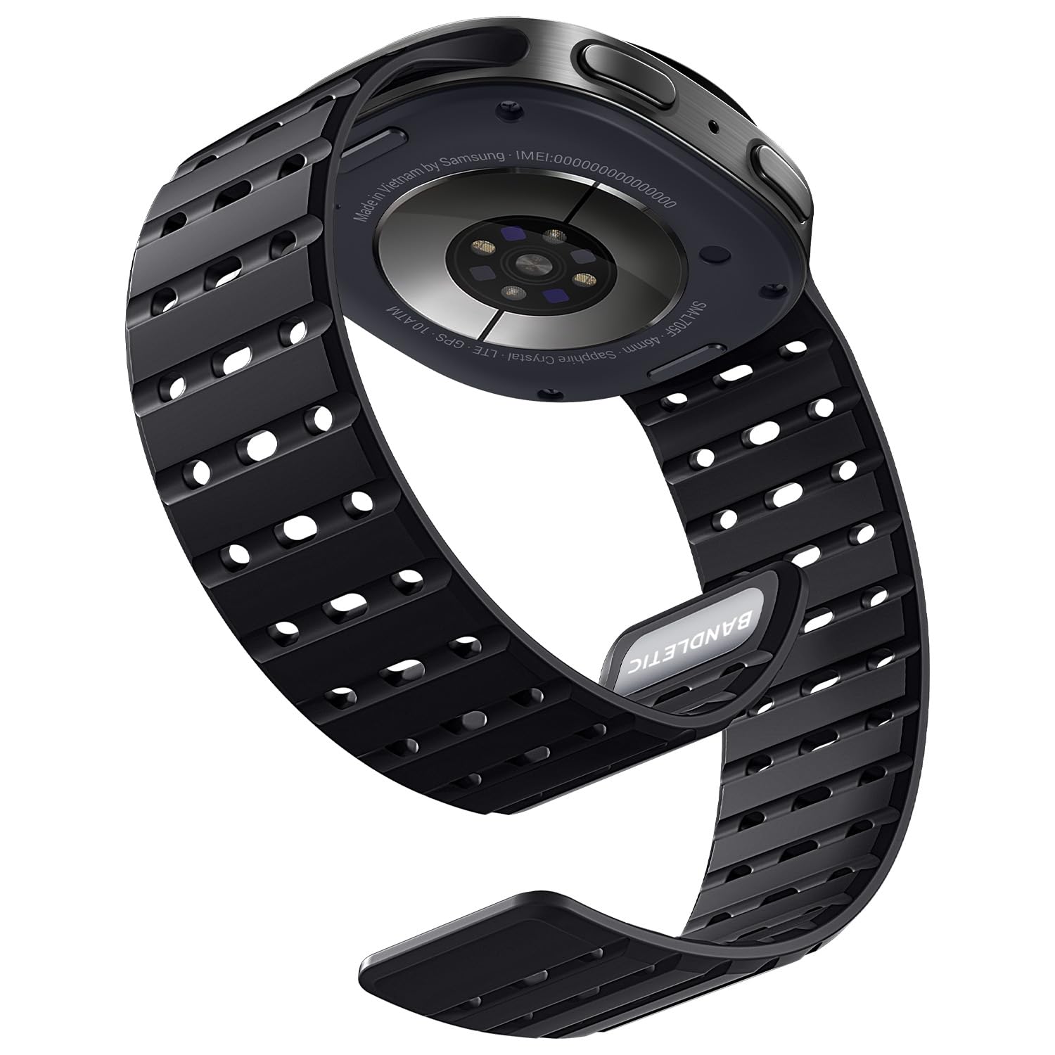 Bandletic Magnetic Silicone Band Compatible with Samsung Galaxy Watch 8 40mm 44mm / Watch 8 Classic 46mm 2025, No Gap Soft Breathable Replacement Strap for Men Women, Black