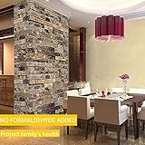 3D Effect Embossed Stack Brick Wallpaper Stone Textured Print Wall Paper for Home Room Decoration (Beige)