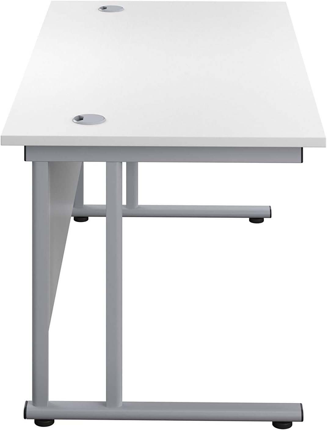 Office Hippo Heavy Duty Rectangular Cantilever Desk, Integrated Cable Ports, 120kg Weight Tolerance, 5 Yr Wty, White Top - Image 4