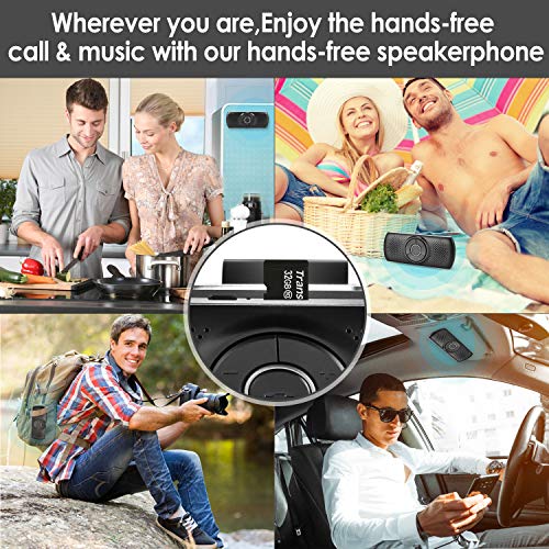 Wireless in Car Handsfree Speakerphones, TIANSHILI Portable Bluetooth Speaker,Stereo Sound Enhanced Bass/Built-in Mic/TF Card Player/Google Assistant Voice Command for Car, Home, Outdoor