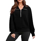 Glamaker Womens Sweatshirts Half Zip Pullover Fleece Cropped Comfort Fall Loose Outfits Fashion Long Sleeve Thumb Hole