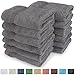 SALBAKOS 100% Turkish Cotton Washcloth Set of 12 13x13 inch | Heirloom Quality | Hotel & Spa Collection | Ultra Soft, Super Absorbent, Washcloth Towels | Made in Turkey (Gray, 12 Washcloths)
