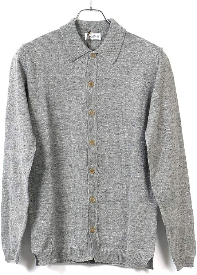 Amazon サンモリッツ S Moritz ss リネンシルク10ゲージ襟付きニットカーディガン X319 グレー 46 メンズ カーディガン 通販