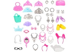 BARWA 40 PCS Doll Accessory Bags Crown Necklace Comb for 11.5 inch Doll Xmas Gift