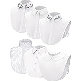 Giegxin 6 Pieces Fake Collar Detachable Dicky Collar for Women Winter Rhinestone False Pearl Half Shirt