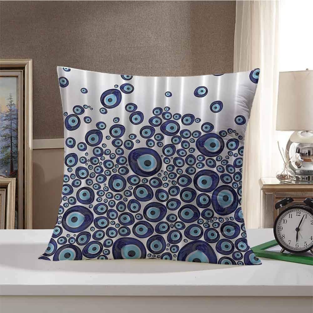 Hypo-Allergenic Poly Pillow Blue Evil Eye Beads,Protection Stones Hamsa Traditional Folk Art,Exclusive to Pinklim 18"x18",Ideal Gift for Your Family and Friends