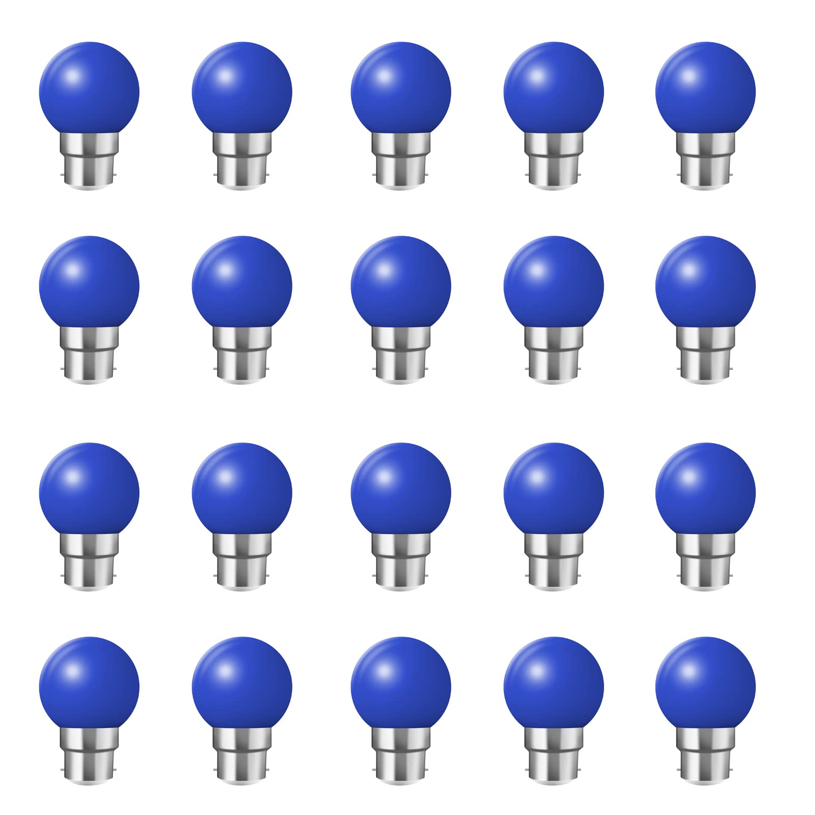 Coloured B22 Bayonet LED Small Golf Ball Bulbs,Fulighture Energy Saving Light Bulbs,2W=20W,for Outdoor Garden Patio,Halloween,Christmas Tree,Fairy Party Night Lights,20 Pack (Blue)