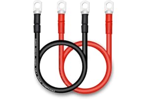 QIATOL Battery Cable, 2 AWG Battery Cables with Terminals, 2PCS Copper Battery Cables(18inch).
