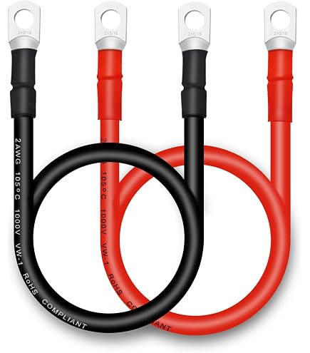 Aazon.co: 4AWG Battery Cable 16In Gauge Red Black Pure Copper Battery Inverter Cables For RV