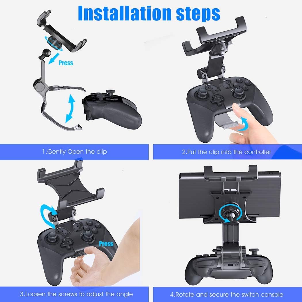 OIVO Switch Pro Controller Clip Mount for Nintendo Switch/Switch Lite, Adjustable Clip Clamp Holder Mount for Nintendo Switch Pro Controller: Electronics