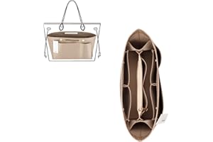 ZTUJO Purse Organizer Insert For Handbags, Silky Bag Organizer With 2 Zippers For Speedy Neverful Tote and More (Beige, Small)