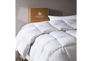 Pacific Coast Goose Feather Down Comforters King Size, 100% Cotton Extra Fluffy White Duvet Insert, Soft, Breathable, All Season Hotel Luxury Bedding Comforters, 8 Corner & Center Loops (106"x90")
