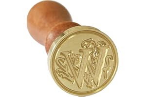 MINGYUESKY Wax Seal Stamp, Classic Alphabet Initial Wax Sealing Stamp Brass Head Wooden Handle for Wedding Party Invitation (Letter W)