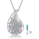 JERWLI Teardrop Urn Necklace 925 Sterling Silver Butterfly Urn Necklace for Ashes Cremation Jewelry for Women