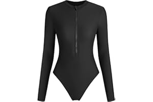 ZAFUL Women's Long Sleeve Rash Guard Swimsuit One Piece Zipper Surfing Bathing Suit