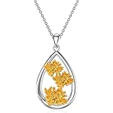 Shusukue Teardrop Chrysanthemum Necklace 925 Sterling Silver November Birth Flower Pendant Floral Birthday Jewelry Gift for Women