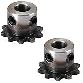 Acxico 2Pcs 8mm Bore 10 Teeth 10T Metal Pilot Motor Gear Roller Chain Drive Sprocket