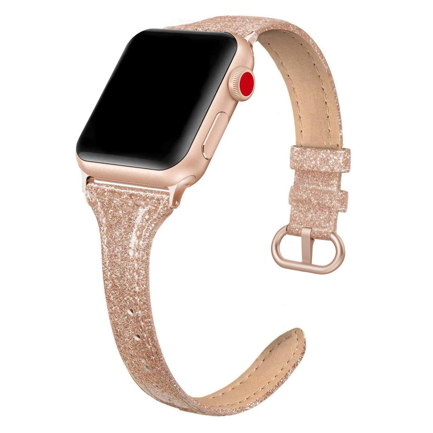 PARMPH Leather Band Compatible for iWatch 38mm 40mm 41mm 42mm(Series 10), Slim Thin Dressy Elegant Genuine Leather Strap Compatible iWatch Series 10 9 8 7 6 5 4 3 2 1 SE Sport & Edition Women