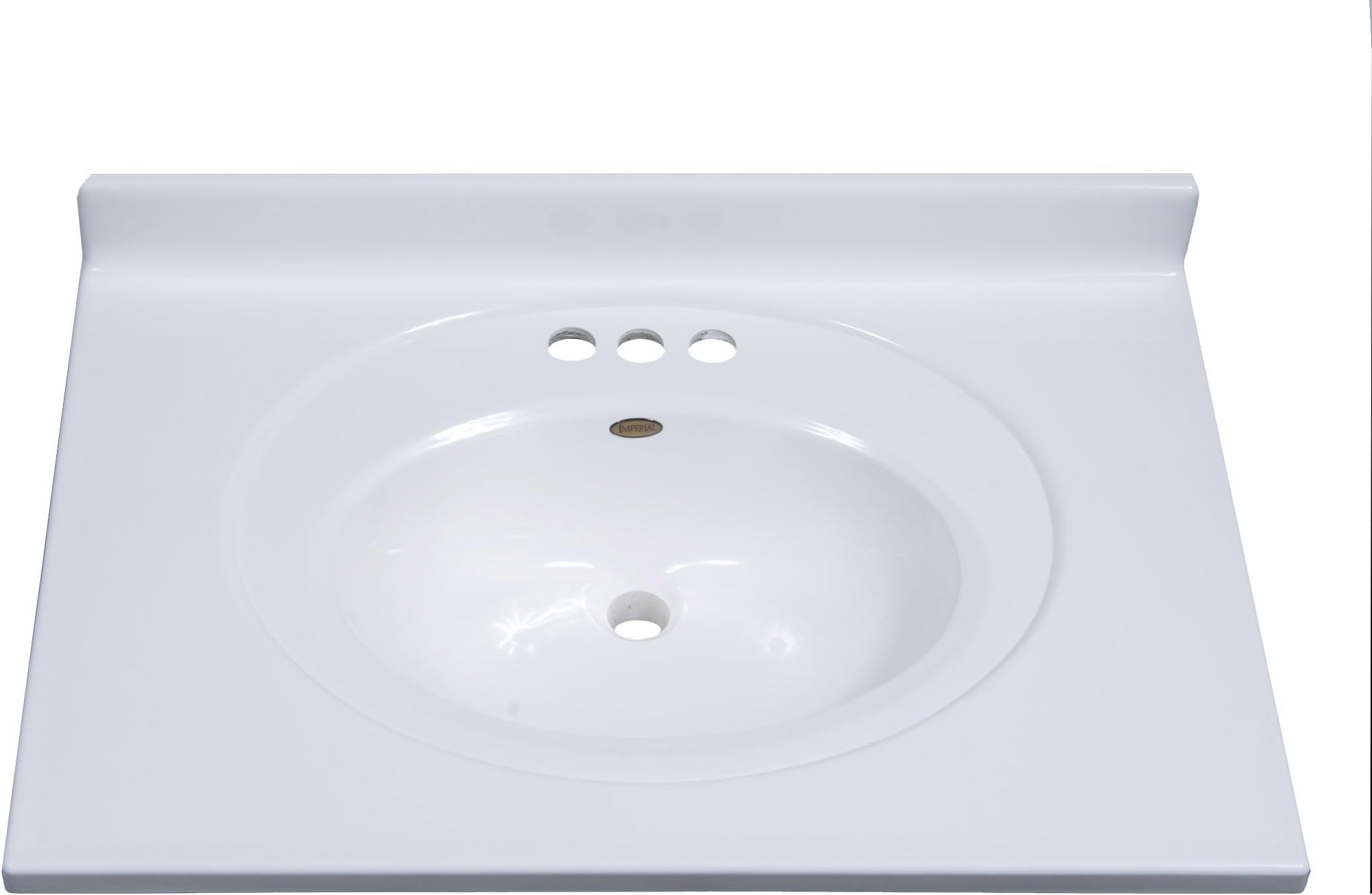 Imperial FS3119SPW Bathroom Vanity Top with Recessed Center Oval Bowl, Solid White Gloss Finish, 31-Inch Wide by 19-Inch Deep