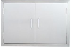 CO-Z Outdoor Kitchen Doors, 28" W x 19" H Weatherproof 304 Stainless Steel Built in BBQ Double Access Door for Outside Kitchen Commercial Grilling Station Barbeque Oven Island Storage Cabinet Door