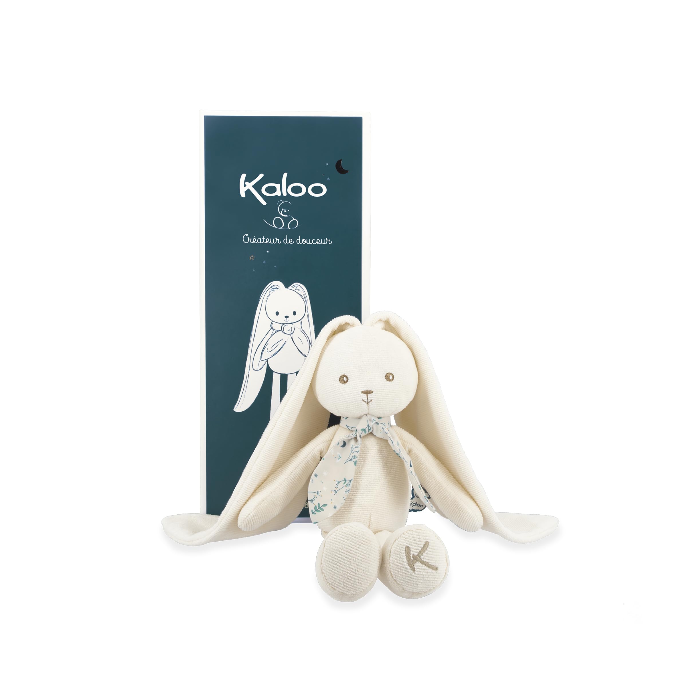 Kaloo - Lapinoo - Rabbit Doll - Baby’s Bi-Material Jersey & Knit Fabric Toy - 9.8"/25 cm - Cream Colour - Ultra-Soft materials - Gift Box - K972202