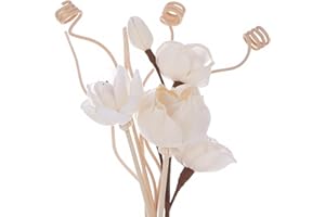 MIZZEO 9 Pcs Reed Diffuser Sticks, Reed Fragrance Diffuser Flowers Set, Natural Rattan&Handmade Flower Refill Replacement Sticks, House Bedroom Office Decor