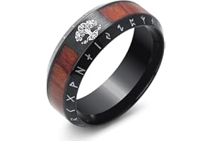 KIRTIJW Viking Rings for Men Norse Viking Raven Runes Vegvisir Compass Amulet Ring Jewelry for Men Women Boys Size 7-13