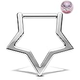 Melighting Titanium Star Septum Ring 16G, 8mm Solid Titanium G23 Daith Piercing Jewelry, Clicker Conch Helix Earring for Women