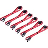 eBoot 6 Pack 18 Inch SATA III 6.0 Gbps Cable with Locking Latch and 90-Degree Plug, Red