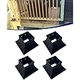 vikofan 4PCS 4x4 Post Base (Actual 3.5x3.5) Inches Deck Post Base 4x4 Post Anchor,Black