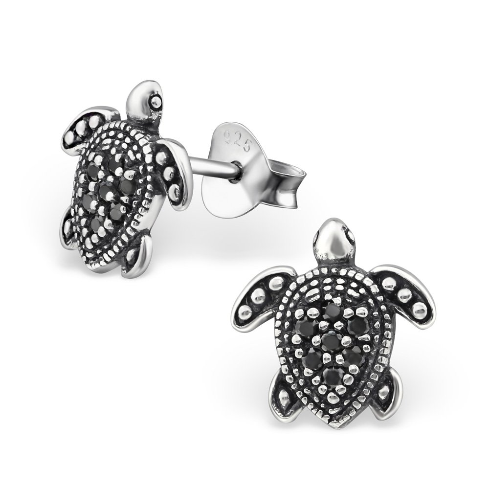 925 Sterling Silver Turtle Stud Earrings for Women & Girls – Cute Ocean Animal Jewellery Gift Boxed