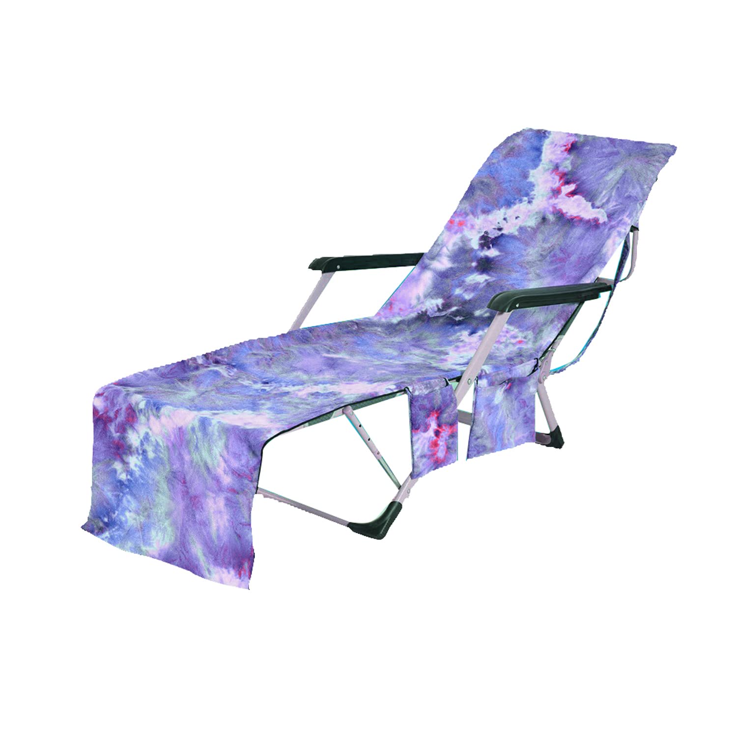 LIKEUDO Portable Pool Beach Sun Lounger Cover Pockets Microfiber Towel Travel Lounge Chair Cover Towels Sunbed Pockets Microfiber Towel Quick Dry Covers (blue)