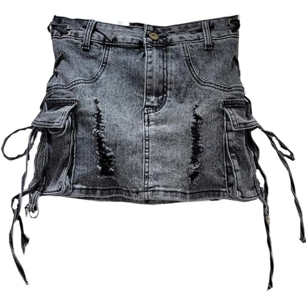 Amazon.com: Women's Denim Skirt Lace-up Wrap Hip Slim A-line
