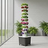 TIRUSSS Hydroponic Growing System Kit, Aeroponic Tower 50 Hole Garden Vertical Vegetable Planting System with Pump and Mobile Water Tank