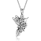 APOTIE Silver Butterfly Sunflower Urn Necklace - S925 Butterfly Ashes Keepsake Cremation Jewelry Memorial Gifts for Women Loss Loved One